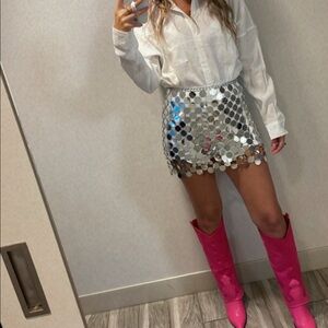 Diana Silver Disco Skirt XS